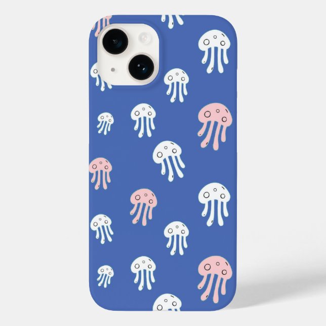 Quallen auf blauem Hintergrund Case-Mate iPhone Hülle (Rückseite)