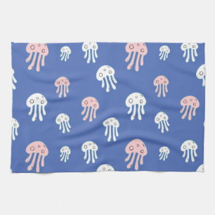 Quallen auf blauem Hintergrund Geschirrtuch