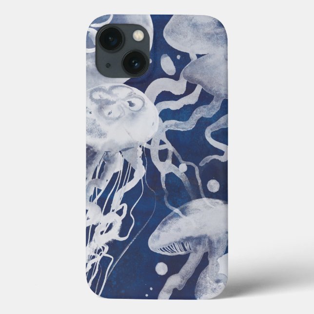 Quallen auf Marine-Hintergrund Case-Mate iPhone Hülle (Rückseite)