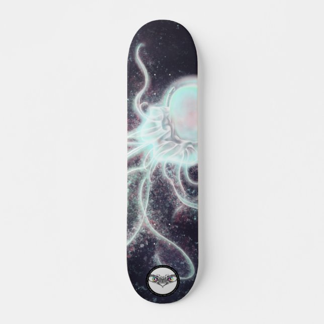 Quallen, bunt leuchtender Spritzer-Effekt Skateboard (Vorne)
