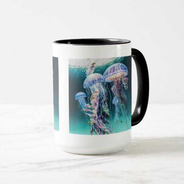 Quallen Combo-Tasse, 15 oz Tasse (VorderseiteRechts)
