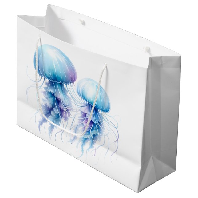 Quallen im Meer Große Geschenktüte (Vorderseite Schrägansicht)