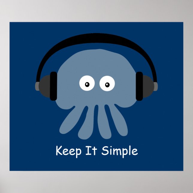 Quallen & Kopfhörer Behalten Es Einfaches Poster (Vorne)