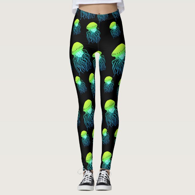 Quallen-Leggings - Jellies Neon Green Jelly Fish Leggings (Vorderseite)