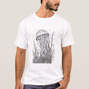 Quallen-Linienkunst-T-Shirt – minimalistisches Oze T-Shirt