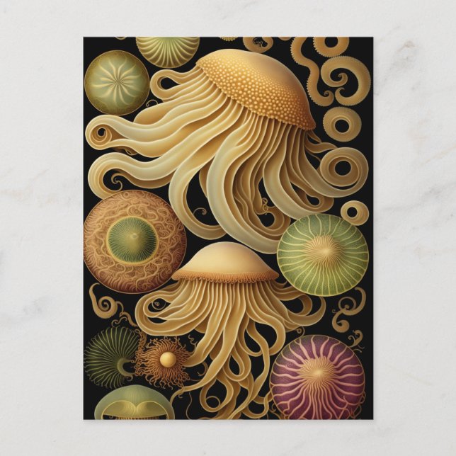 Quallen | Modernes Haeckel Postkarte (Vorderseite)