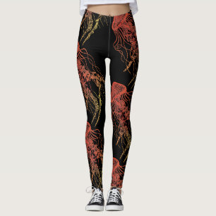 Quallen orange, rote, gelbe schwarze Leggings
