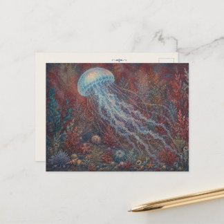 Quallen-Ozean-Aquarell inspirierte Postkarte
