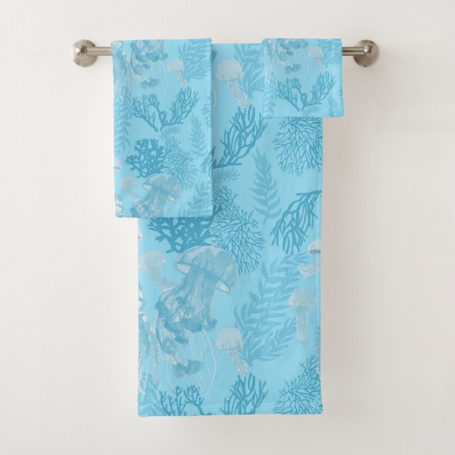 Quallen Pastellblau Badhandtuch Set (Insitu)