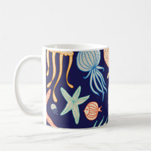 Quallen-Schalen-Fisch-Algen-Muster Kaffeetasse