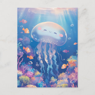 Quallen Schwimmen in einem farbenfrohen tropischen Postkarte