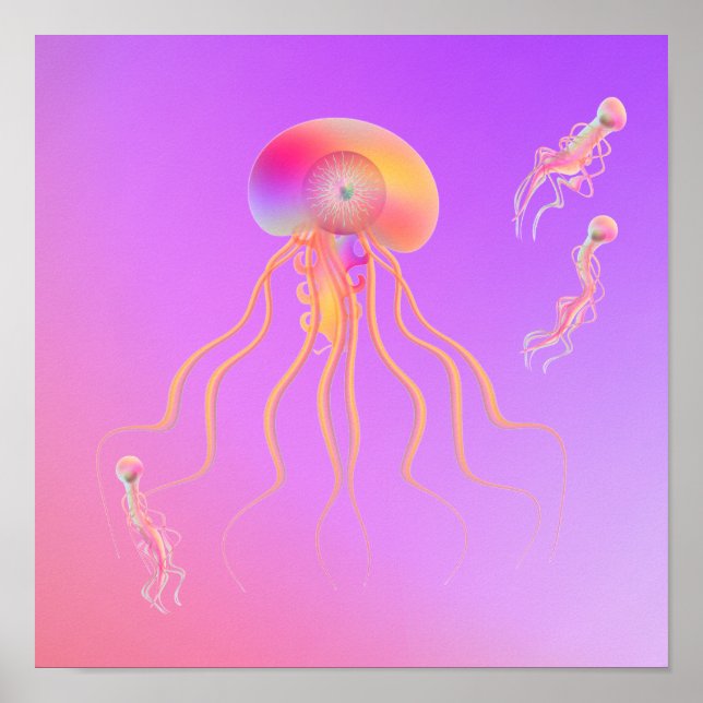 Quallen schwimmen mit Freunden Poster (Vorne)