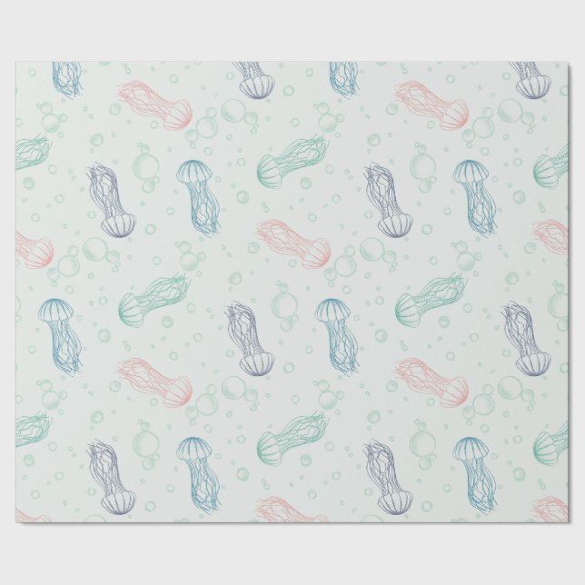 Quallen Treiben Geschenkpapier (Saum)