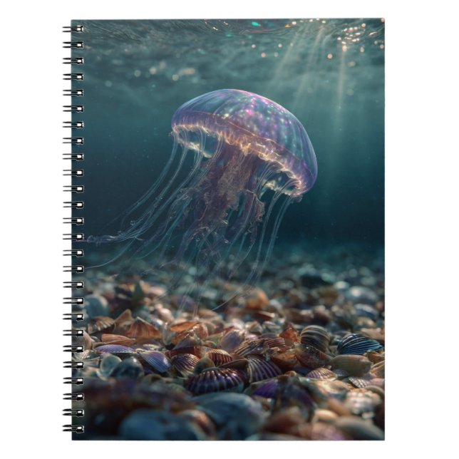 Quallen über Seashell Seabing-Notebook Notizblock (Vorderseite)