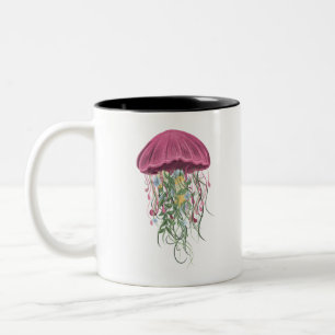 Quallen und Blume Zweifarbige Tasse