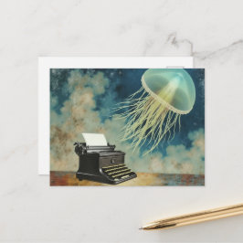 Quallen und eine Schreibmaschine Postkarte
