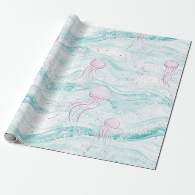 Quallen-Unterwasser-Abenteuer-Muster Geschenkpapier (Ungerollt)