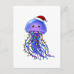 Quallen-Weihnachtsmannhut Weihnachtslichter Frohe  Feiertagspostkarte