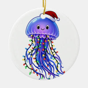 Quallen-Weihnachtsmannhut-Weihnachtslichter Frohe  Keramik Ornament