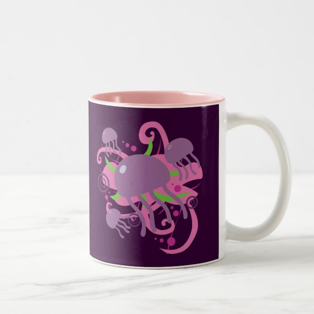 Quallen Zweifarbige Tasse (Rechts)