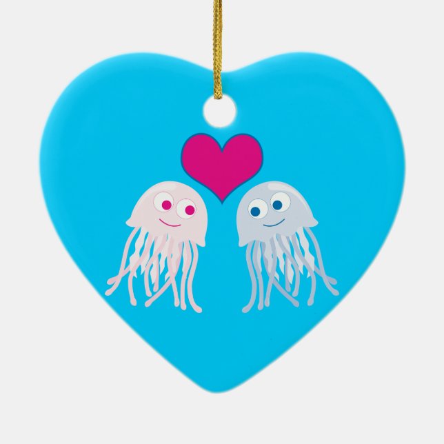 Quallenfisch-Liebe Keramikornament (Hinten)