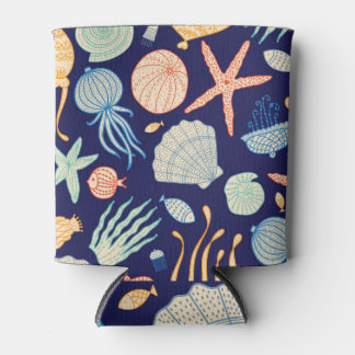 Quallenfische Muscheln Algenmuster Dosenkühler