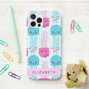 Quallenmuster, Niedliche Quallen, Meer, Ihr Name iPhone 12 Pro Hülle