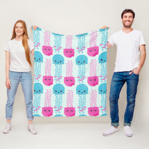 Quallenmuster, Niedliche Quallen, Meerestiere Fleecedecke