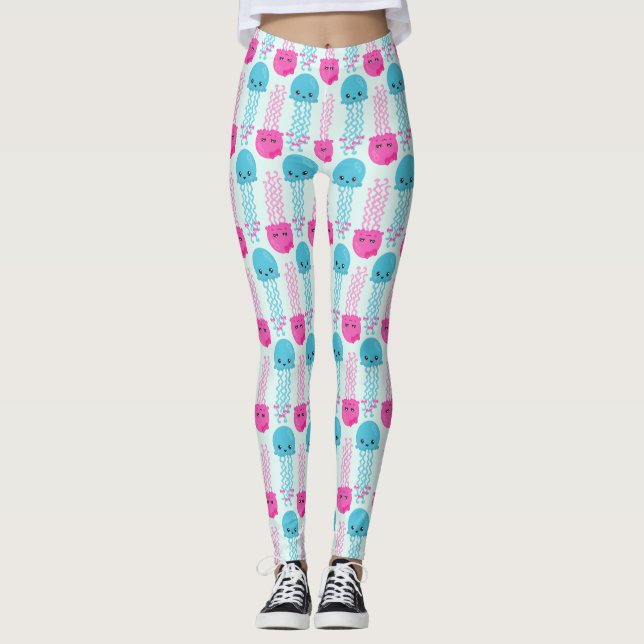 Quallenmuster, Niedliche Quallen, Meerestiere Leggings (Vorderseite)