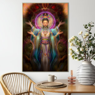 Quan Yin Bunte Visionäre Göttin Kunst Poster