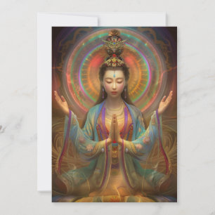 Quan Yin Colorful Psychedelic Goddess Art Einladung