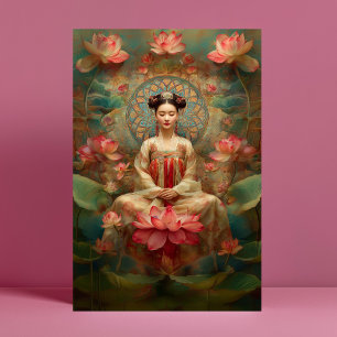 Quan Yin Goddess of Compassion High Frequency Art Postkarte