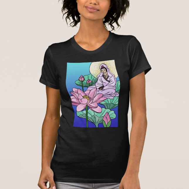 Quan Yin (Kuan Yin) im Lotus T-Shirt (Vorderseite)