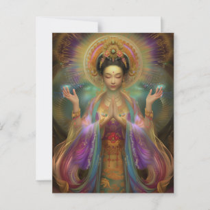 Quan Yin Visionary Goddess Gebet Kunst Postkarte