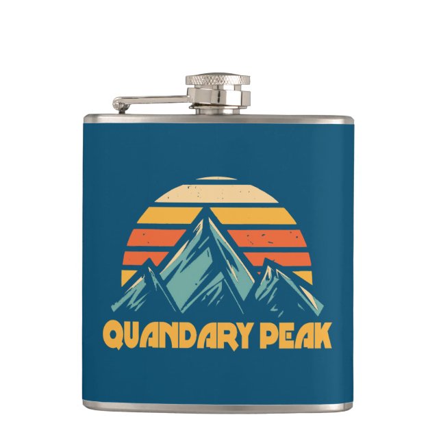 Quandary Peak Colorado Retro Türkis Flachmann (Vorderseite)