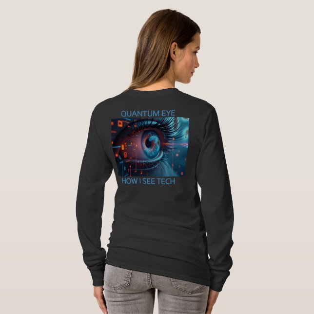 Quanten Eye Tech Frauen schwarzen langärmeliges Sh T-Shirt (Schwarz voll)