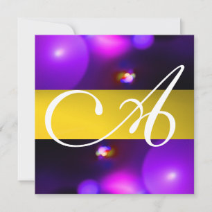 QUANTENBLASE MONOGRAMM lila gelb Einladung