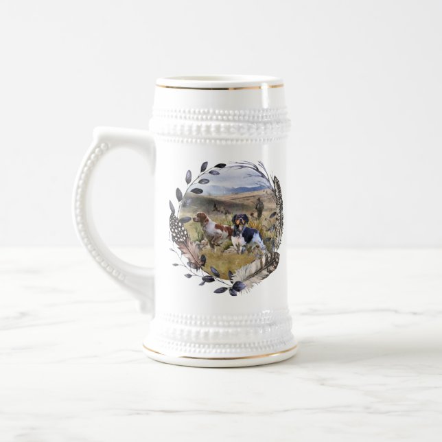 Quantenjagd mit Spaniels aus der Bretagne, Art Bierglas (Links)