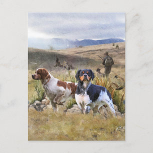 Quantenjagd mit Spaniels aus der Bretagne, Art Feiertagspostkarte