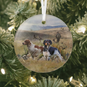 Quantenjagd mit Spaniels aus der Bretagne, Art Ornament Aus Glas