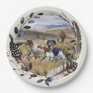 Quantenjagd mit Spaniels aus der Bretagne, Art Pappteller