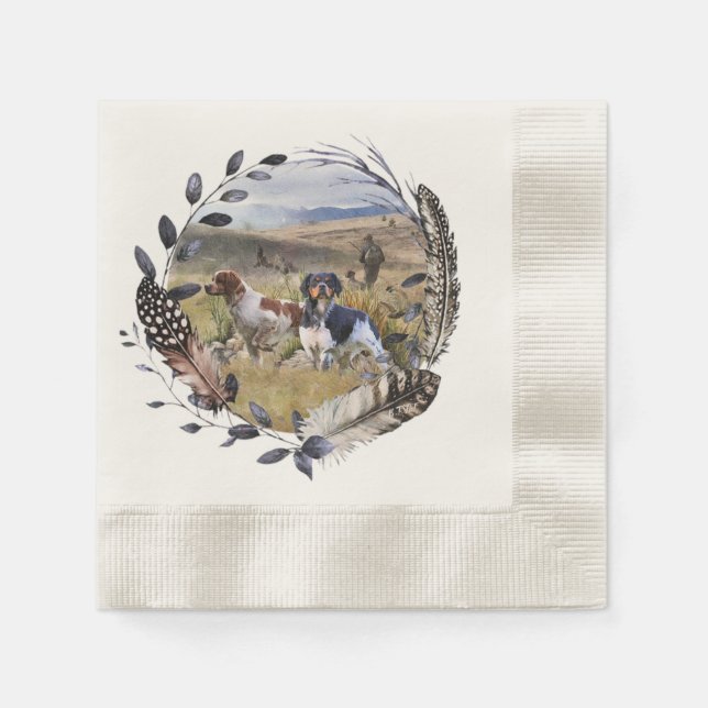 Quantenjagd mit Spaniels aus der Bretagne, Art Serviette (Vorderseite)