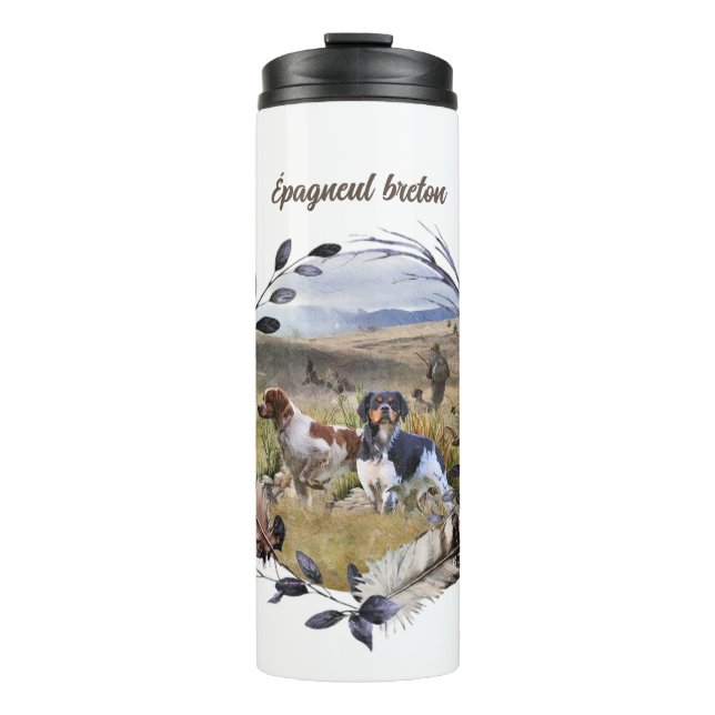 Quantenjagd mit Spaniels aus der Bretagne, Art Thermosbecher (Vorderseite)