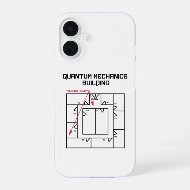 Quantenmechanik-Gebäude iPhone 16 Hülle (Rückseite)