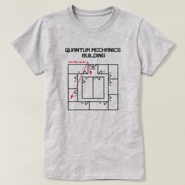 Quantenmechanik-Gebäude T-Shirt (Design vorne)