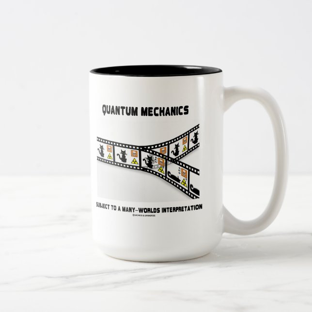 Quantenmechanik in vielen Welten Zweifarbige Tasse (Rechts)