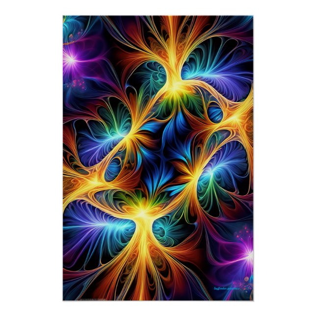 Quantenwinde: AI-mehrfarbiges Fraktal Poster (Vorderseite)