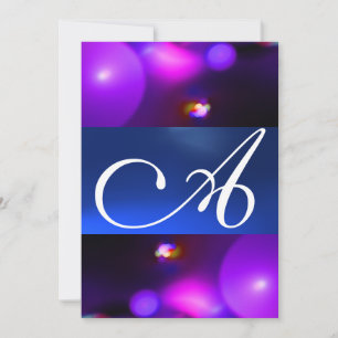 QUANTUM-BLASEN-MONOGRAMM  lila blau Einladung