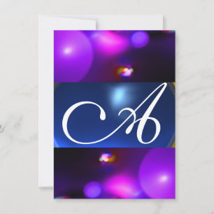 QUANTUM-BLASEN-MONOGRAMM lila blau rsvp Einladung