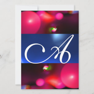 QUANTUM-BLASEN-MONOGRAMM rot blau Einladung